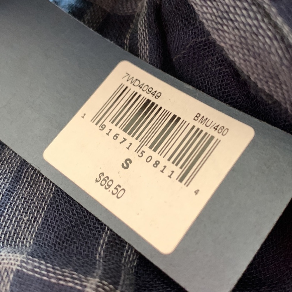 NWT Lucky Brand off shoulder blue plaid top - Picture 5 of 5